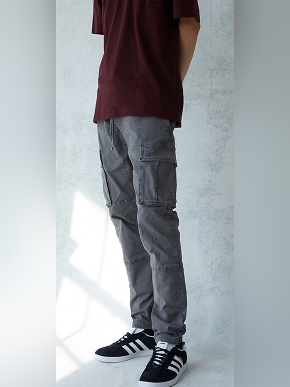 H&M Gray Cargo Pants Drawstring Elastic Waist Cotton Size M